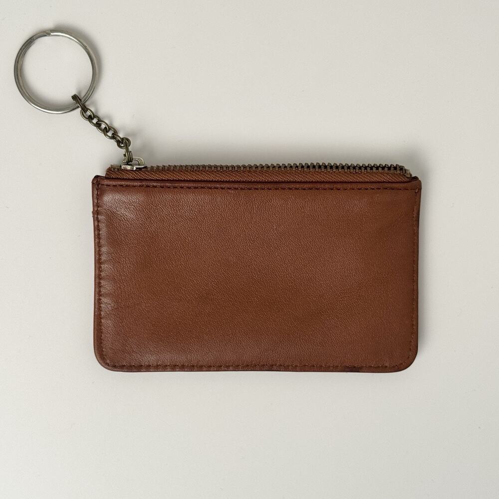 Vintage COACH Leather Mini Wallet Coin Purse British Tan Bag Charm 1990s